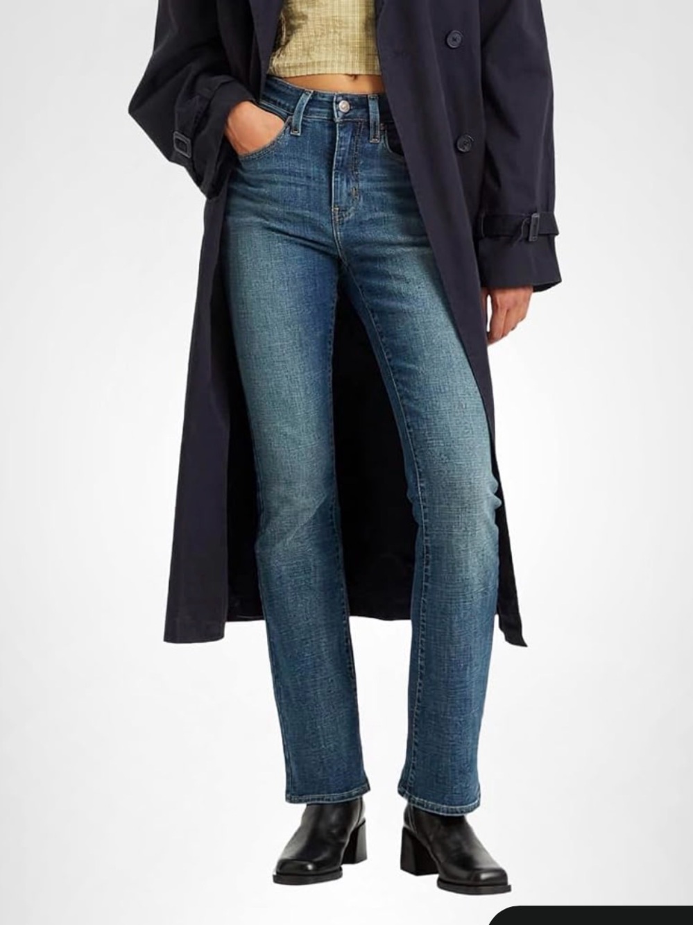 Classic High-Rise Straight Leg Blue Jeans